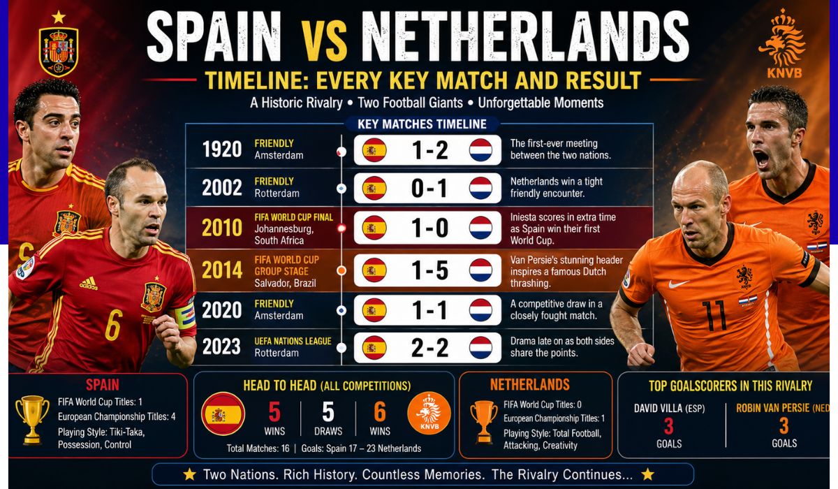 spain national football team vs netherlands national football team timeline